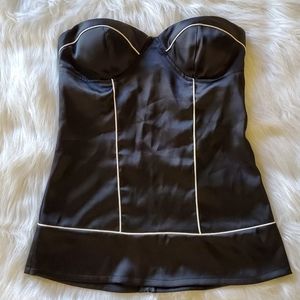 Black Bustier with White Piping Size M
